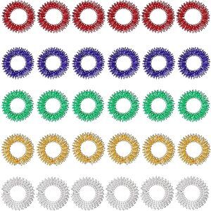 30 Pieces Acupressure Rings Spiky Sensory Rings for Fingers Stress Relief Fidget